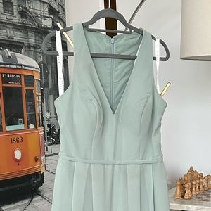 Azazie V-neck dress Sage Green